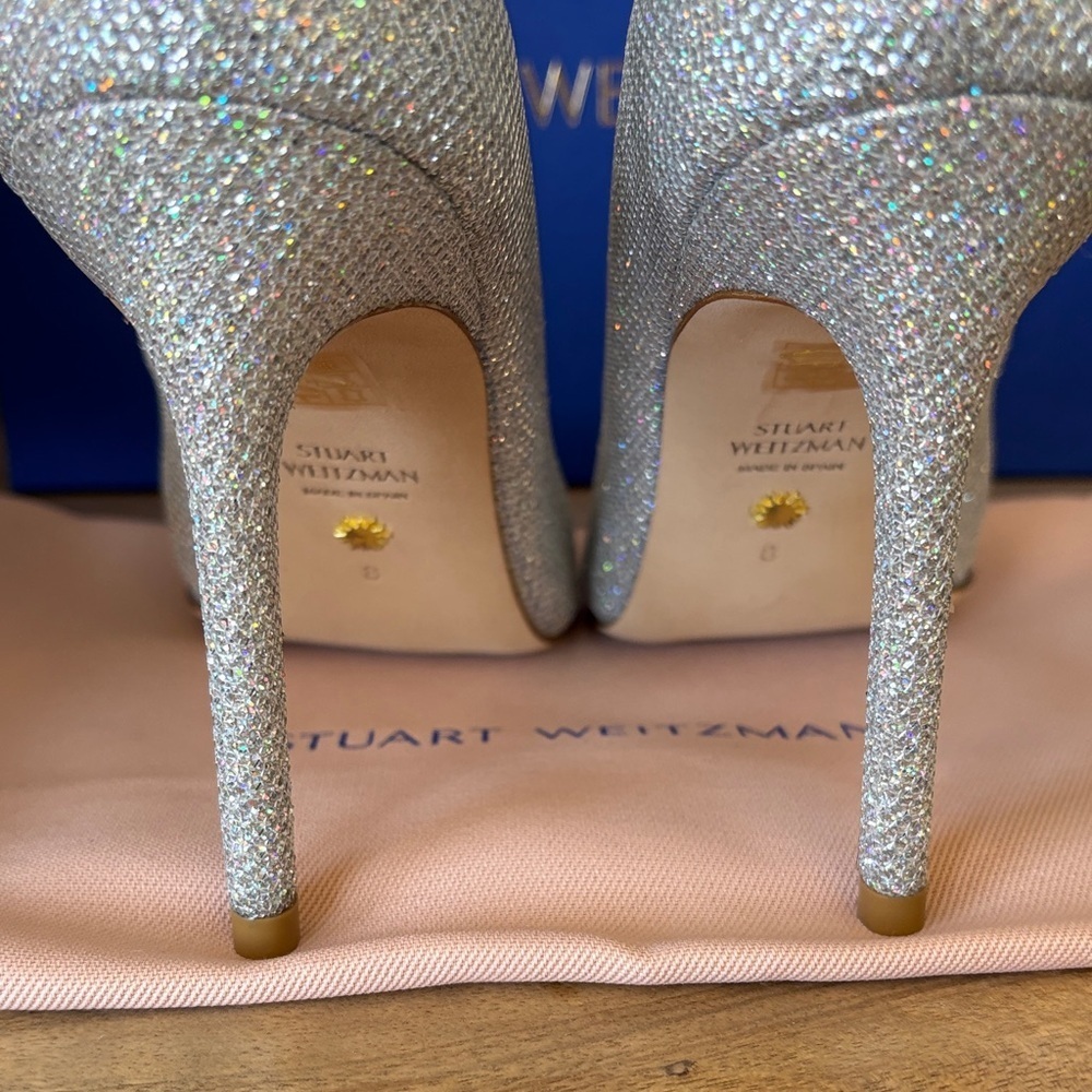 Stuart Weitzman Glittering Silver Heels - Picture 15 of 16